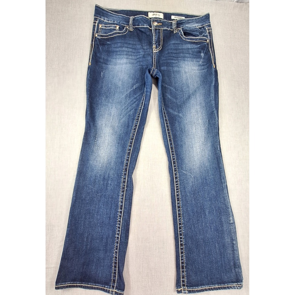 Daytrip Virgo Bootcut Jeans Dark Wash Rhinestone Embellished 34L SBK907 Womens